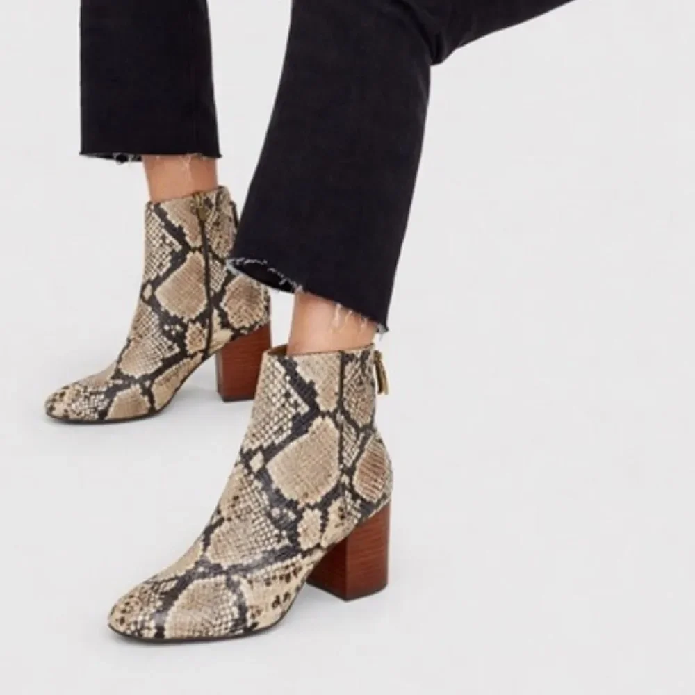 J. Crew Sadie Boots in Snake-Embossed Leather Sz 9.5